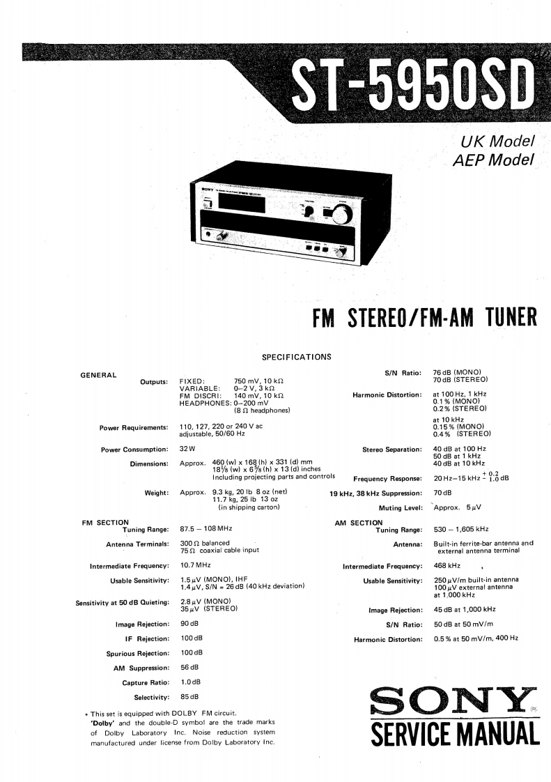 sonyst-5950sdsm维修电器原理图