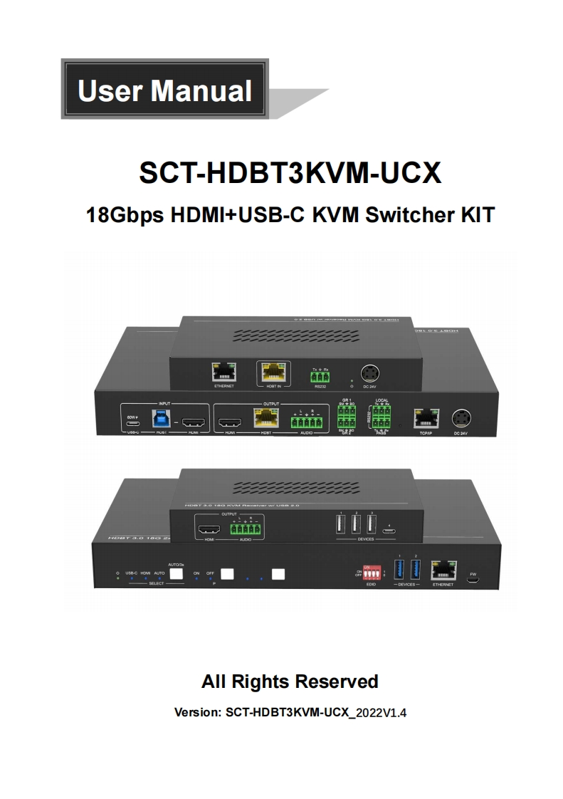 syscomtec-SCT-HDBT3KVM-UCX-操作说明书手册_2022V1.4