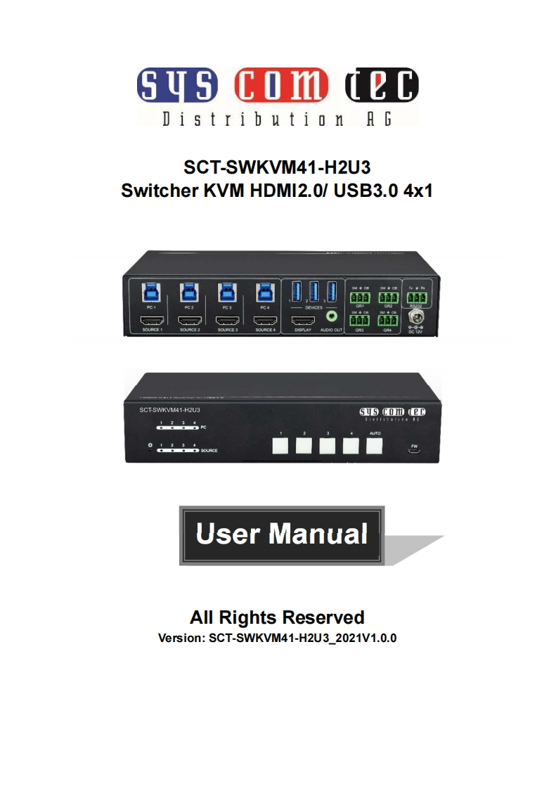 syscomtec-SCT-SWKVM41-H2U3-操作说明书手册-v1.0.0