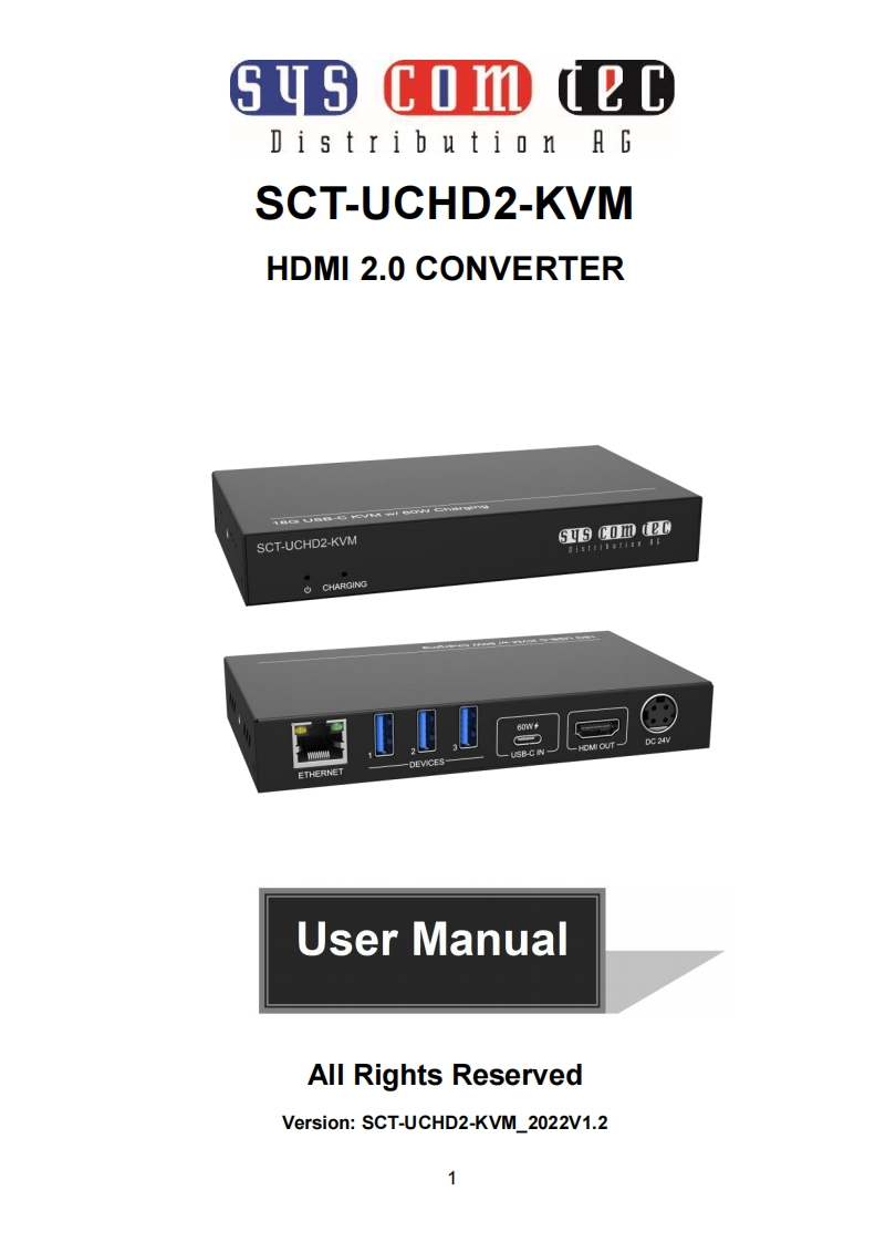 syscomtec-SCT-UCHD2-KVM-操作说明书手册-v1.2