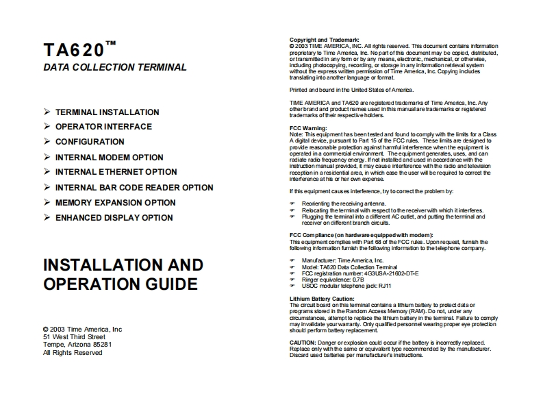 ta620_user_manual操作说明书手册