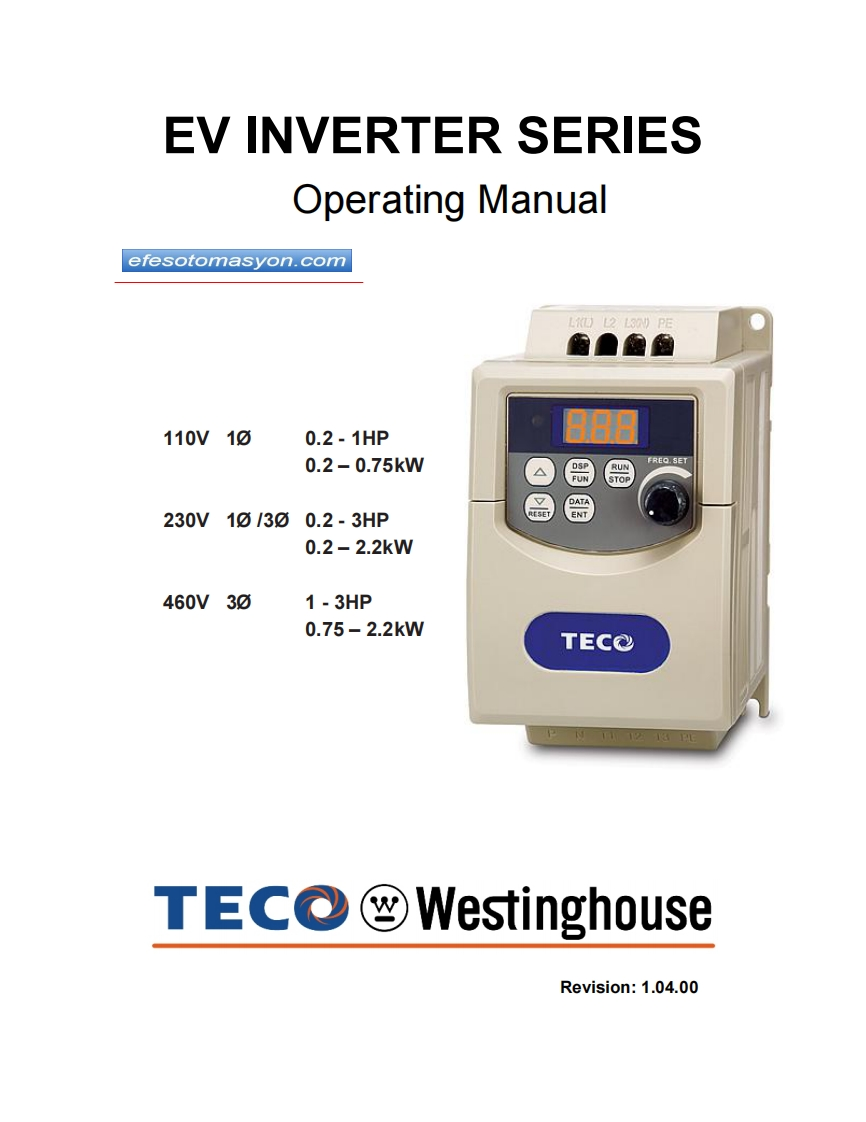 teco-inverter-7300-ev-操作说明书手册-en