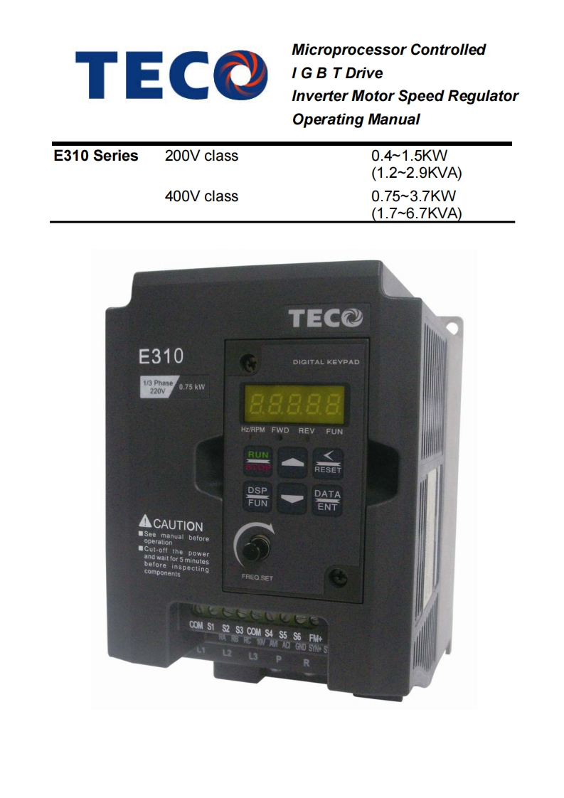 teco-inverter-e310-操作说明书手册-en