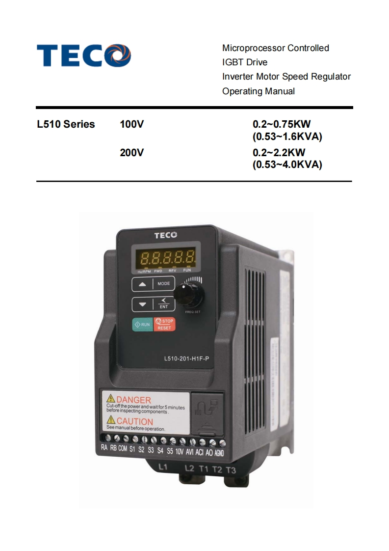 teco-inverter-l510-操作说明书手册-en