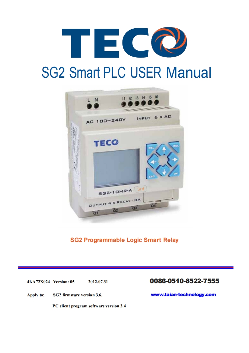 teco-plc-sg2-操作说明书手册-eng