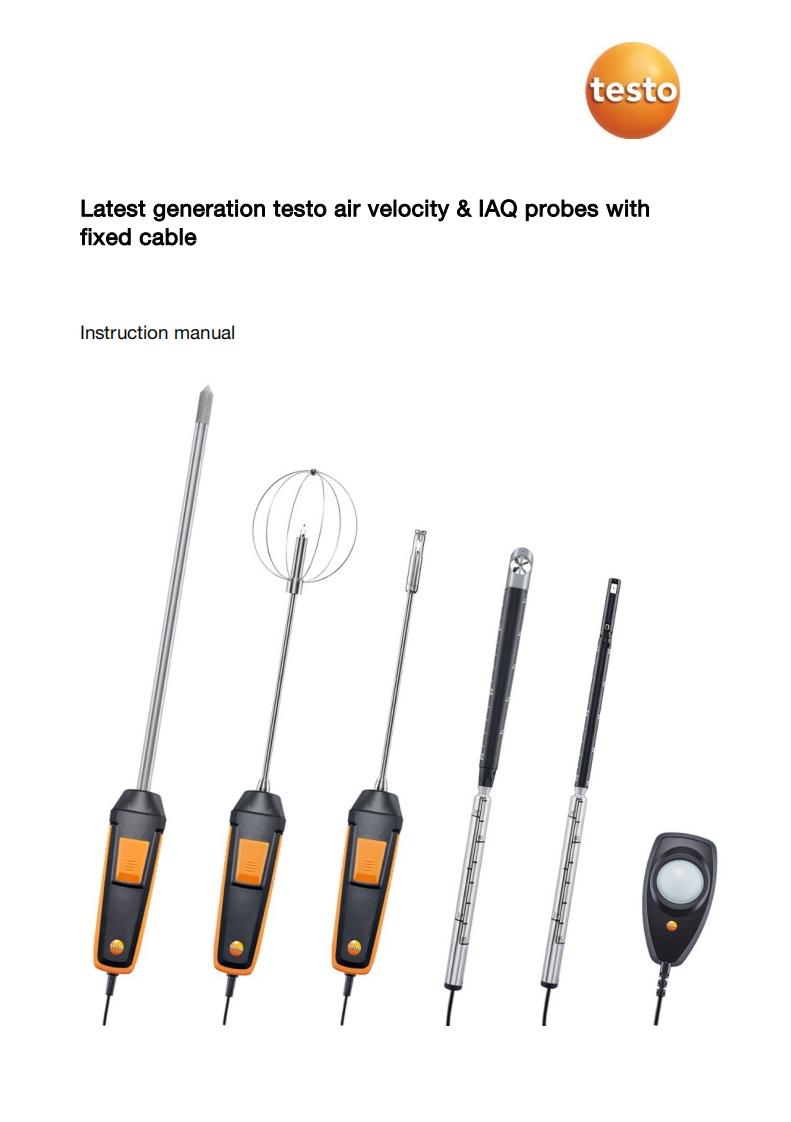 testo-Air-velocity-IAQ-probes-with-fixed-cable-使用说明书手册uction-手册说明书指南