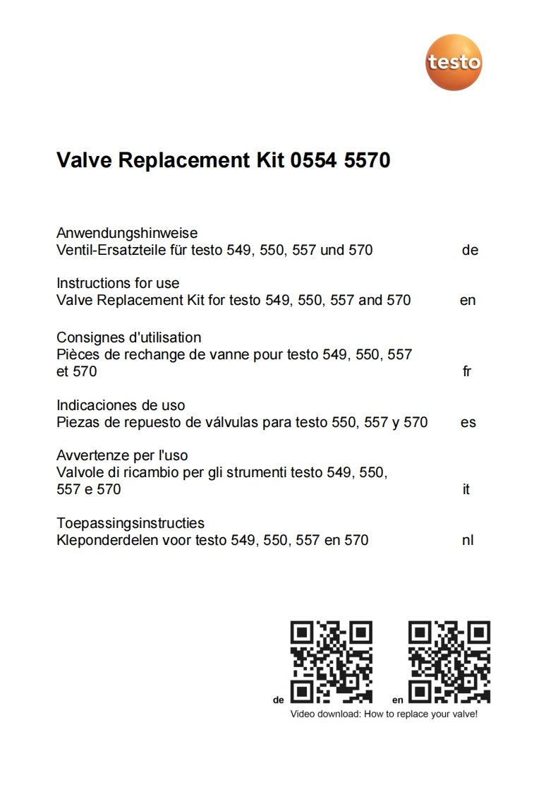 testo-Valve-Replacement-Kit-使用说明书手册uction-for-use
