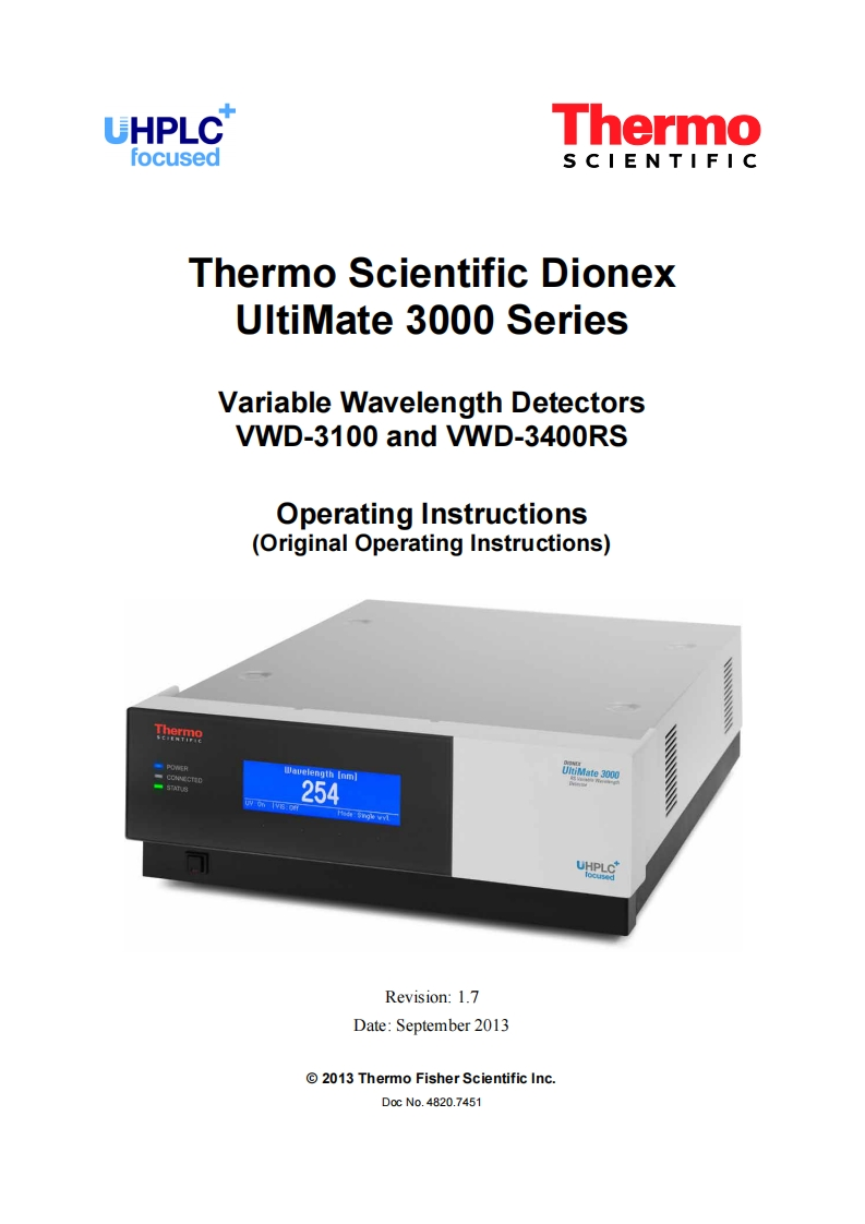 thermo-dionex-ultimate-3000-series-vwd_operating-操作说明书手册