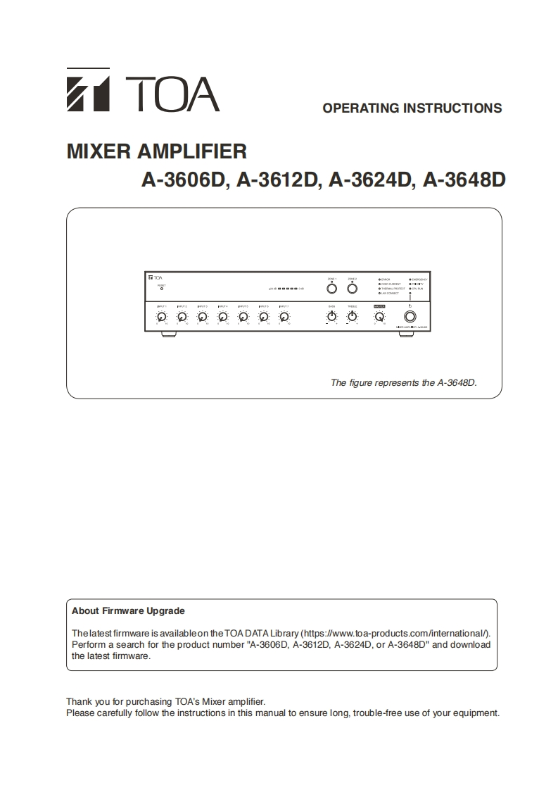 toaA3606D-A3612D-A3624D-A3648D操作说明书手册