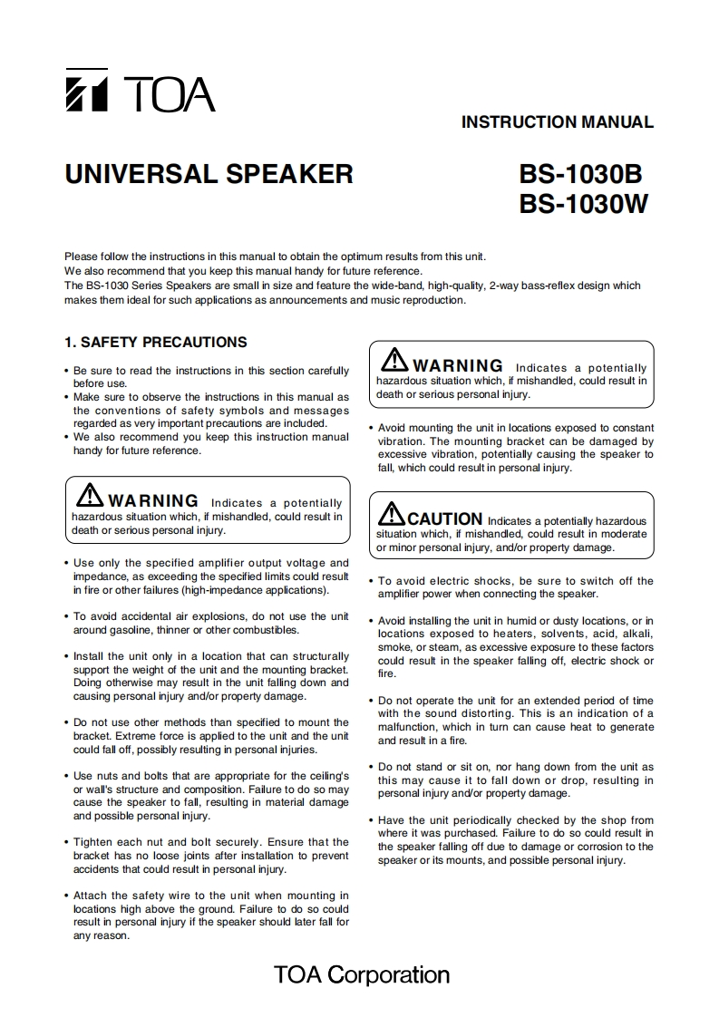 toaBS1030操作说明书手册