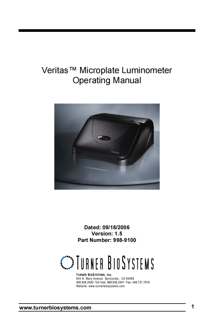 turner-biosystems-veritas-microplate-luminometer_操作说明书手册