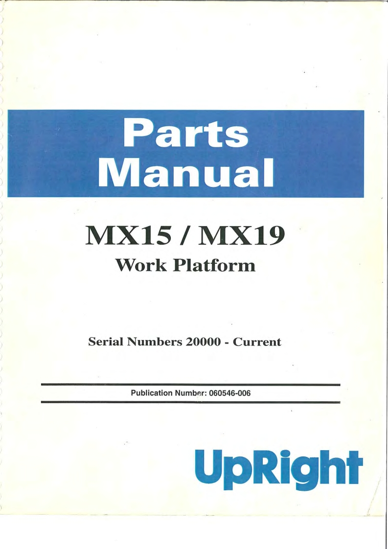 upright-mx15_mx19_sn_20000-20599维修与零部件说明书手册