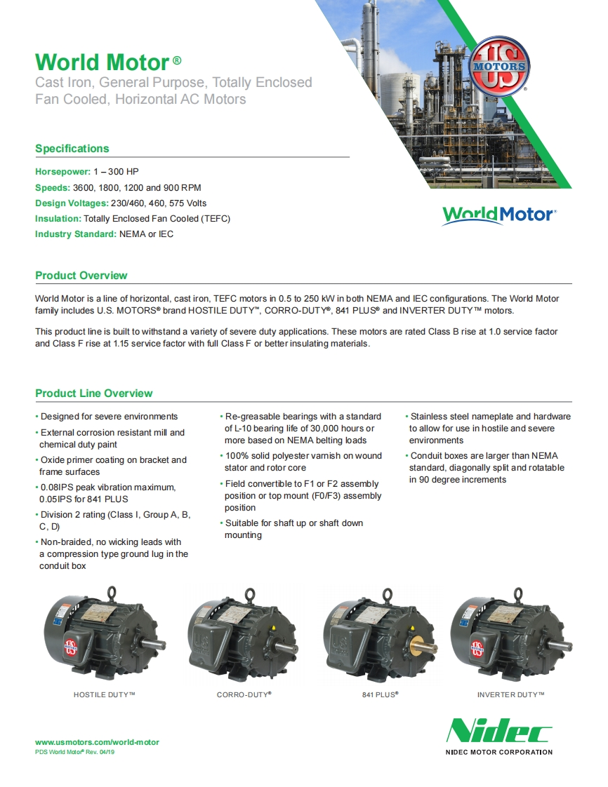 us-motors-worldmotor-products-安装操作说明书手册