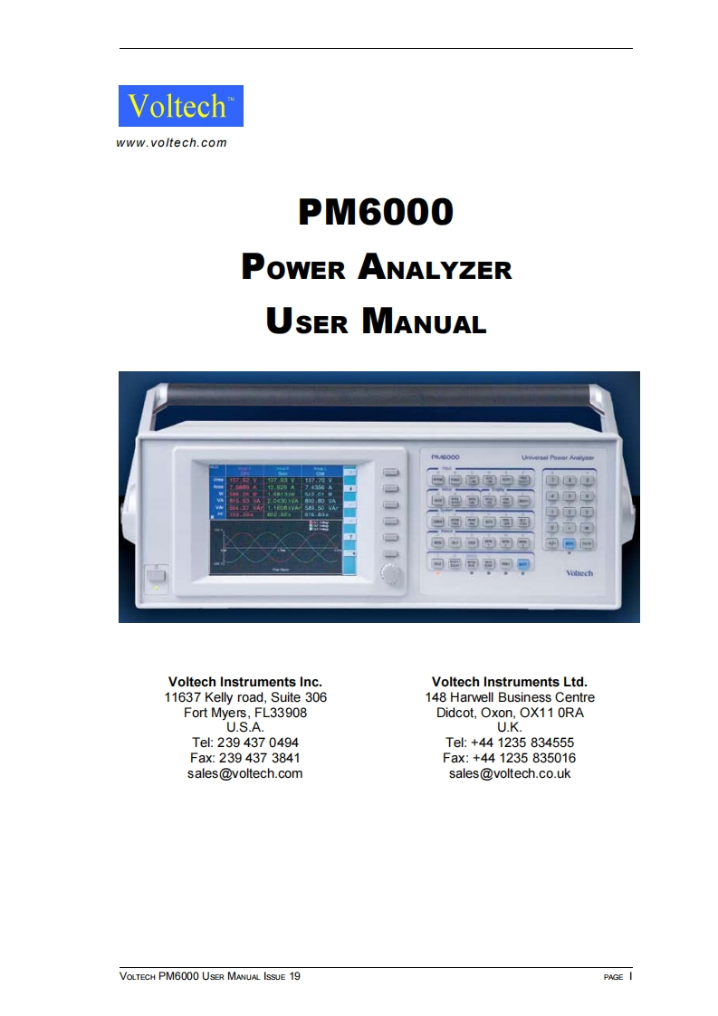 voltech-pm6000-power-analyzer-user-操作说明书手册