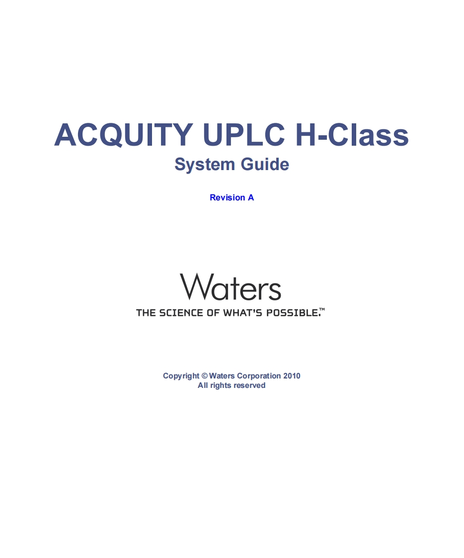 waters-acquity-uplc-h-class_system-操作说明书手册