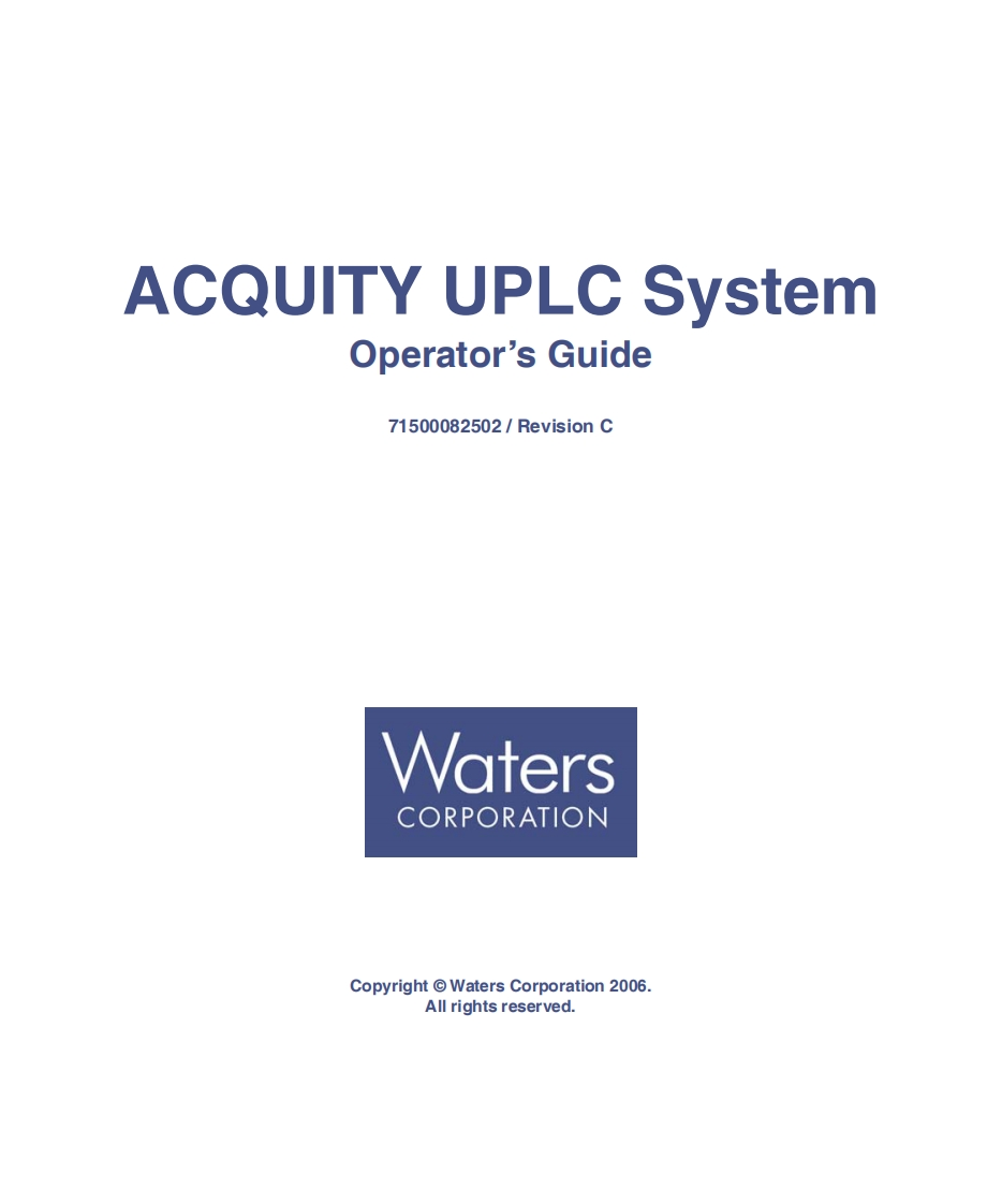 waters-acquity-uplc-system_operators-操作说明书手册
