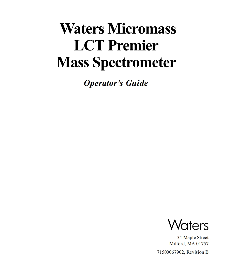 waters-micromass-lct-premier-mass-spec_操作说明书手册