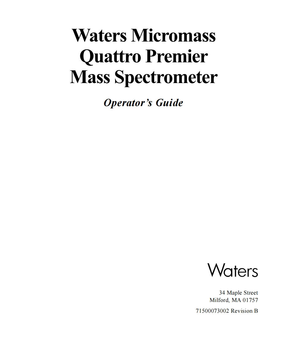 waters-micromass质谱仪操作说明书手册
