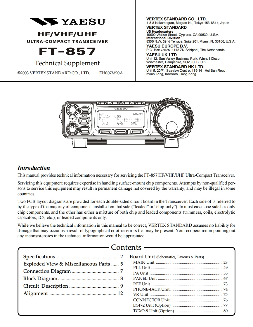 yaesu_ft-857_维修说明书手册_操作说明书手册