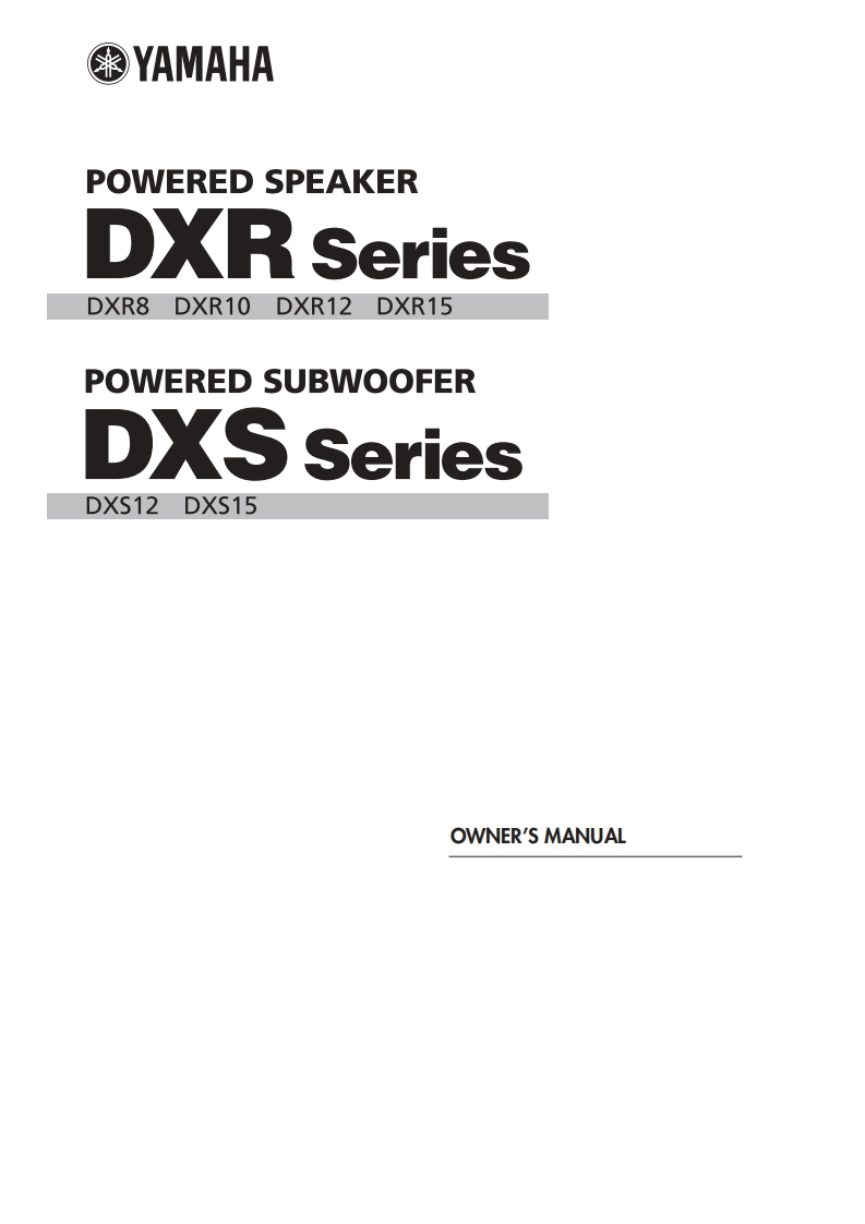 yamahaDXR8-DXR10-DXR12-DXR15-DXS12-DXS15操作说明书手册
