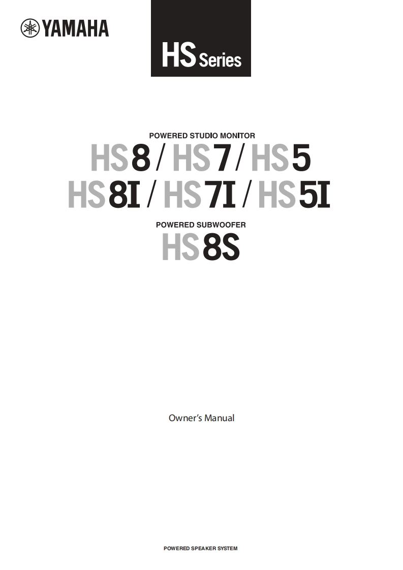 yamahaHS5-HS5I-HS7-HS7I-HS8-HS8I-HS8S操作说明书手册