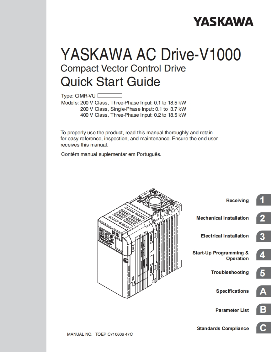 yaskawa-v1000-installation-startup-manual安装说明书手册