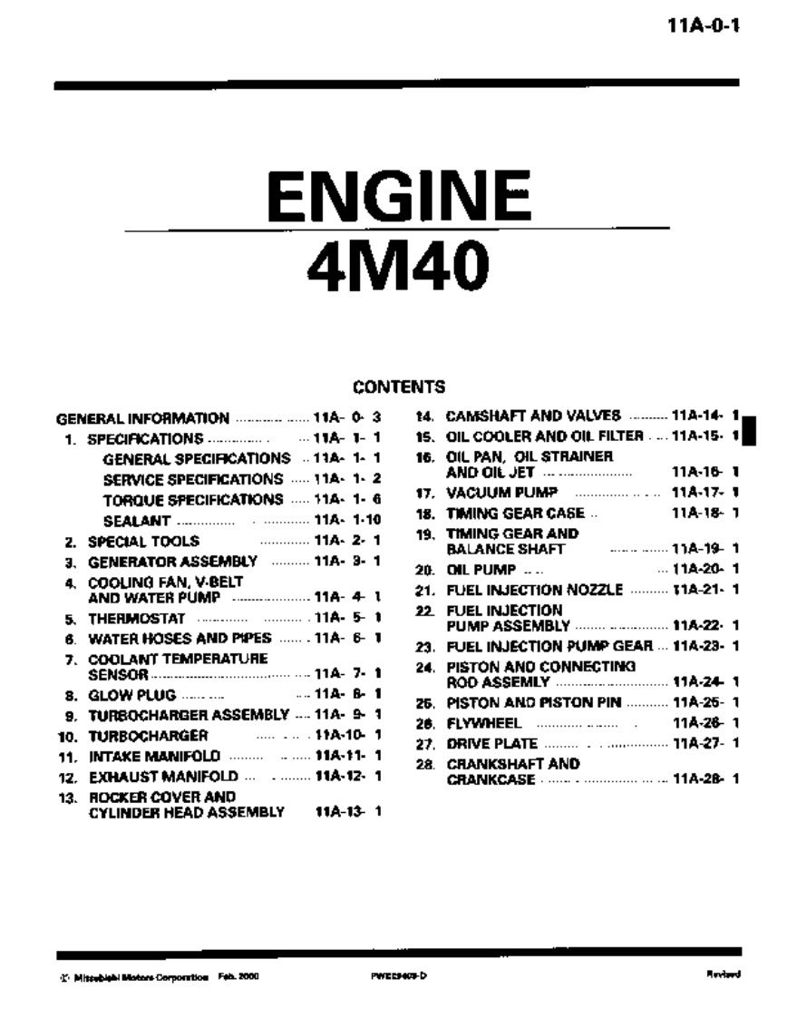 三菱Mitsubishi--Fuso-Canter-Truck-Engine-4M40-Service-Manual维修维护手册-PDF