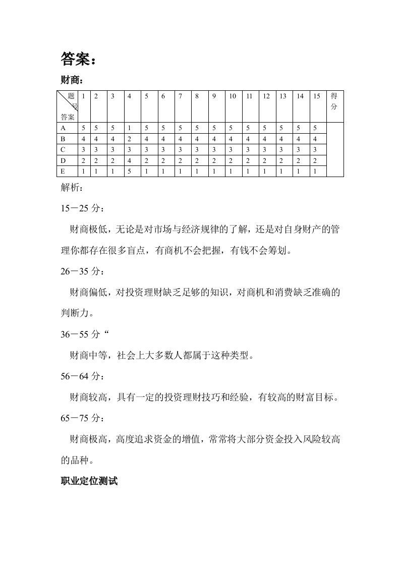 业务笔试答案试题