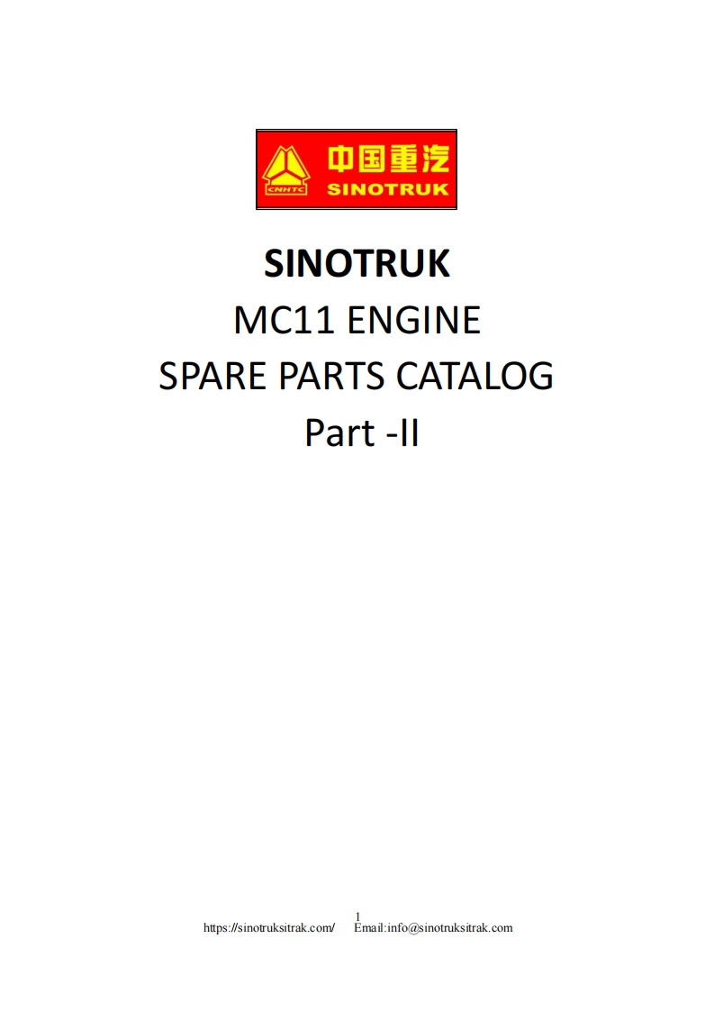 中国重汽Sitrak-T7H-MC11-Part-II备件目录说明书手册