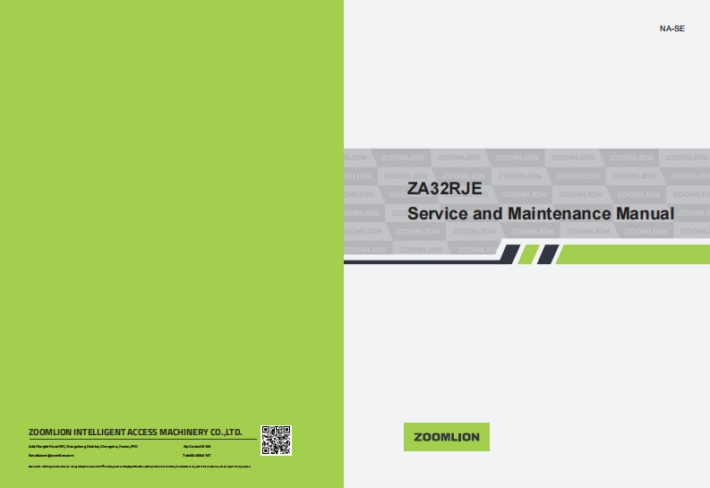 中联重工NA-SE-ZOOMLION-ZA32RJE-Service-and-Maintenance-Manual维修手册含电器液压图纸