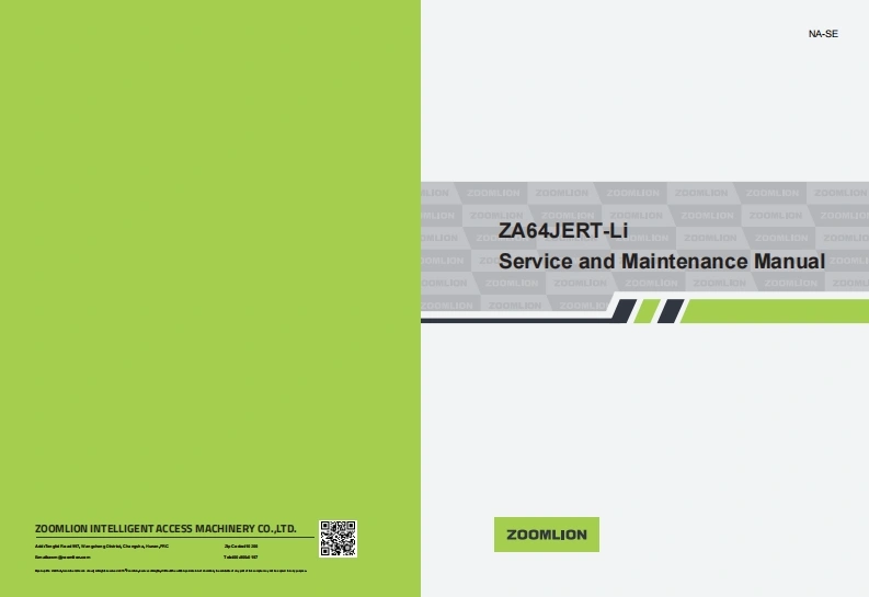 中联重工NA-SE-ZOOMLION-ZA64JERT-Li-Service-and-Maintenance-Manua维修手册含电器液压图纸