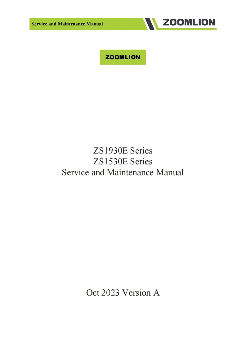 中联重工Service-and-Maintenance-Manua-ZOOMLION-ZOOMLION-ZS1930E-Series-ZS1530E-Series-Service-and-Maintenance-Manual维修手册含电器液压图纸