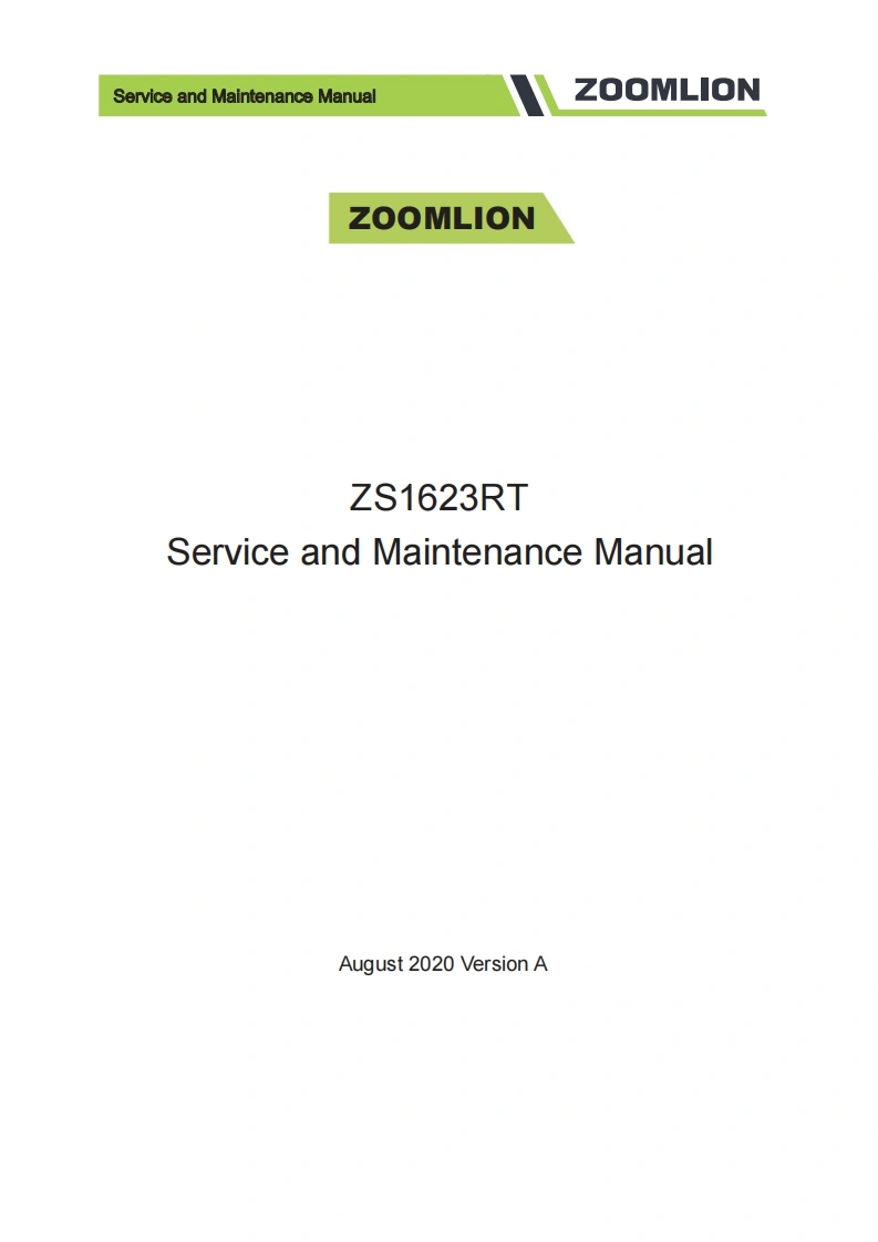 中联重工Service-and-Maintenance-Manual-ZOOMLION-ZOOMLION-ZS1623RT-Service-and-Maintenance-Manual维修手册含电器液压图纸