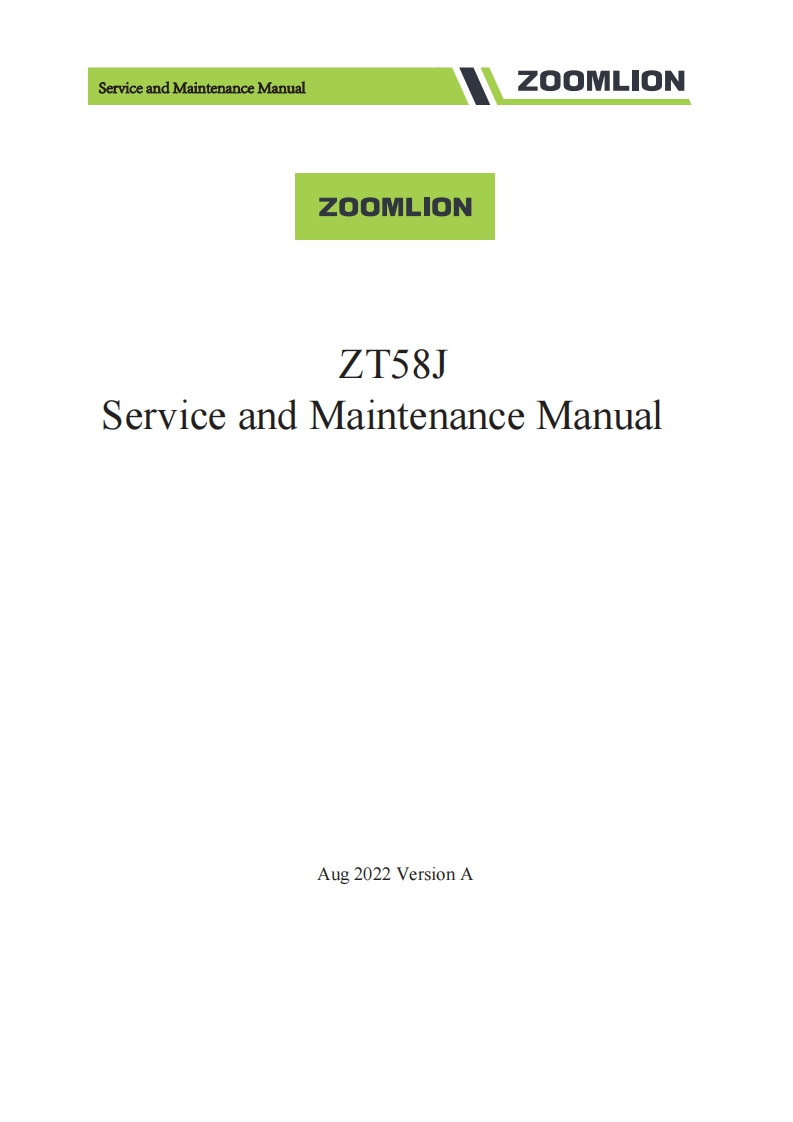 中联重工Service-and-Maintenance-Manual-ZOOMLION-ZOOMLION-ZT58J-Service-and-Maintenance-Manual维修手册含电器液压图纸