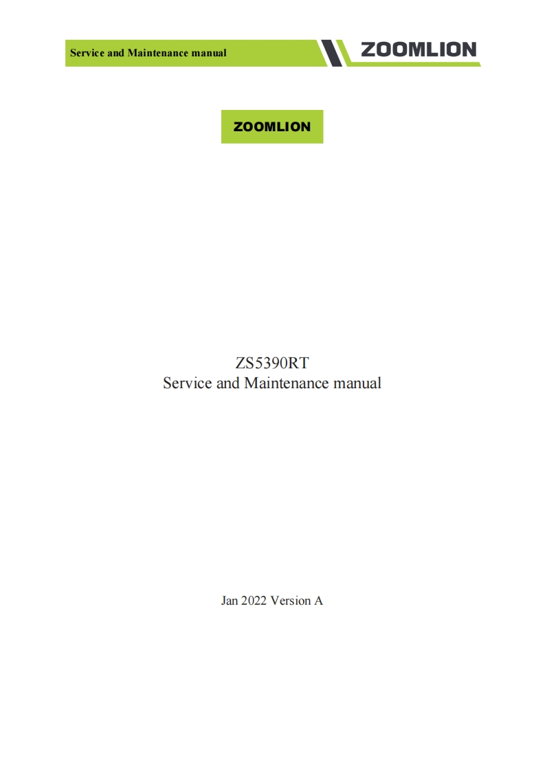 中联重工Service-and-aintenance-manua-ZOOMLION-ZOOMLION-ZS5390RT-Service-and-Maintenance-manual维修手册含电器液压图纸