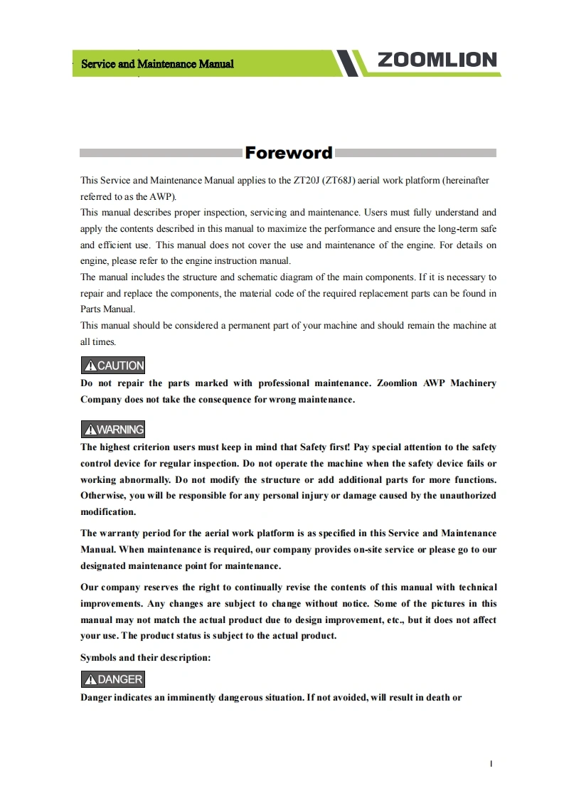 中联重工ZT20J-ZT68J-Service-and-Maintenance-Manual-Metric_Imperial-0730.2020维修手册含电器液压原理图