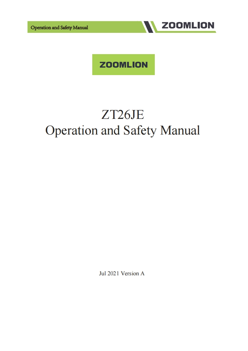 中联重工Zoomlion-ZT26JE-Telehandler-Operation-Manual驾驶说明书手册