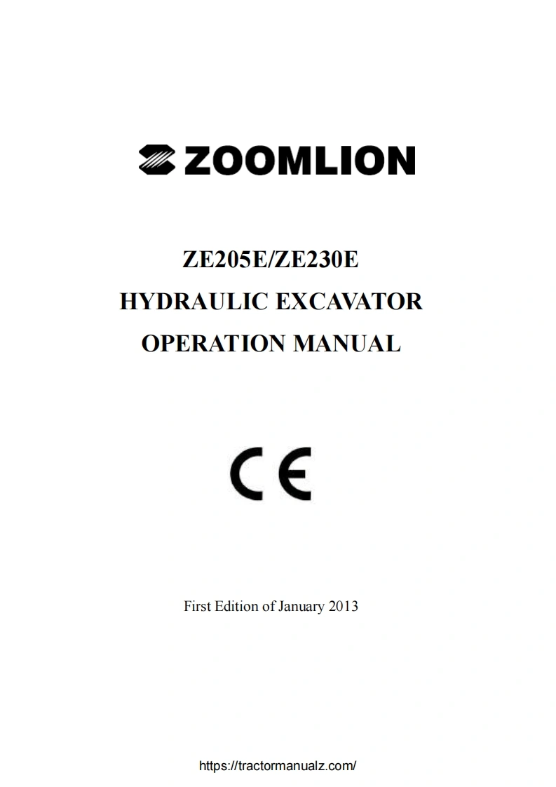 中联重科Zoomlion-ZE205e-Excavator-操作与维修维护手册-找手册网