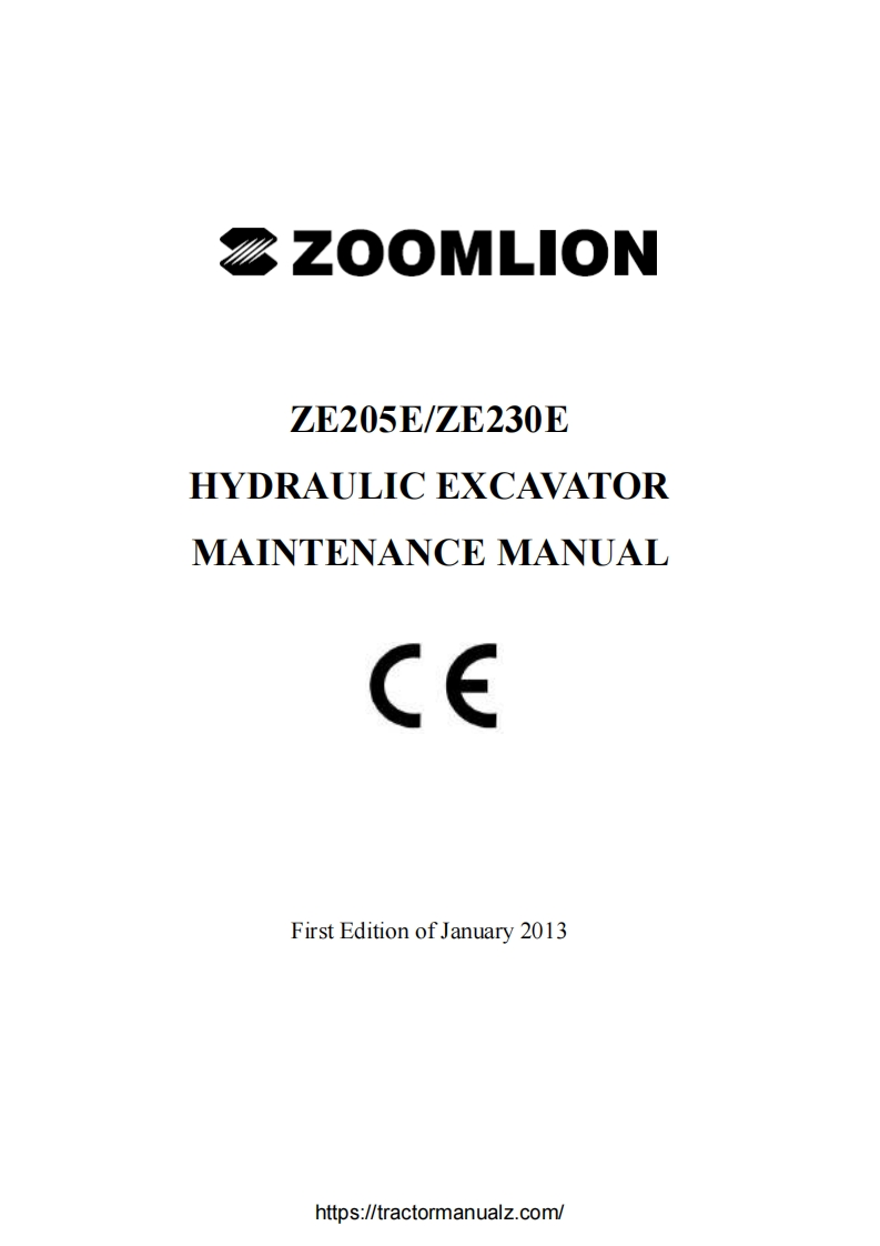 中联重科Zoomlion-ZE205e-Z230e-Excavator-维修维护手册含电器液压原理图