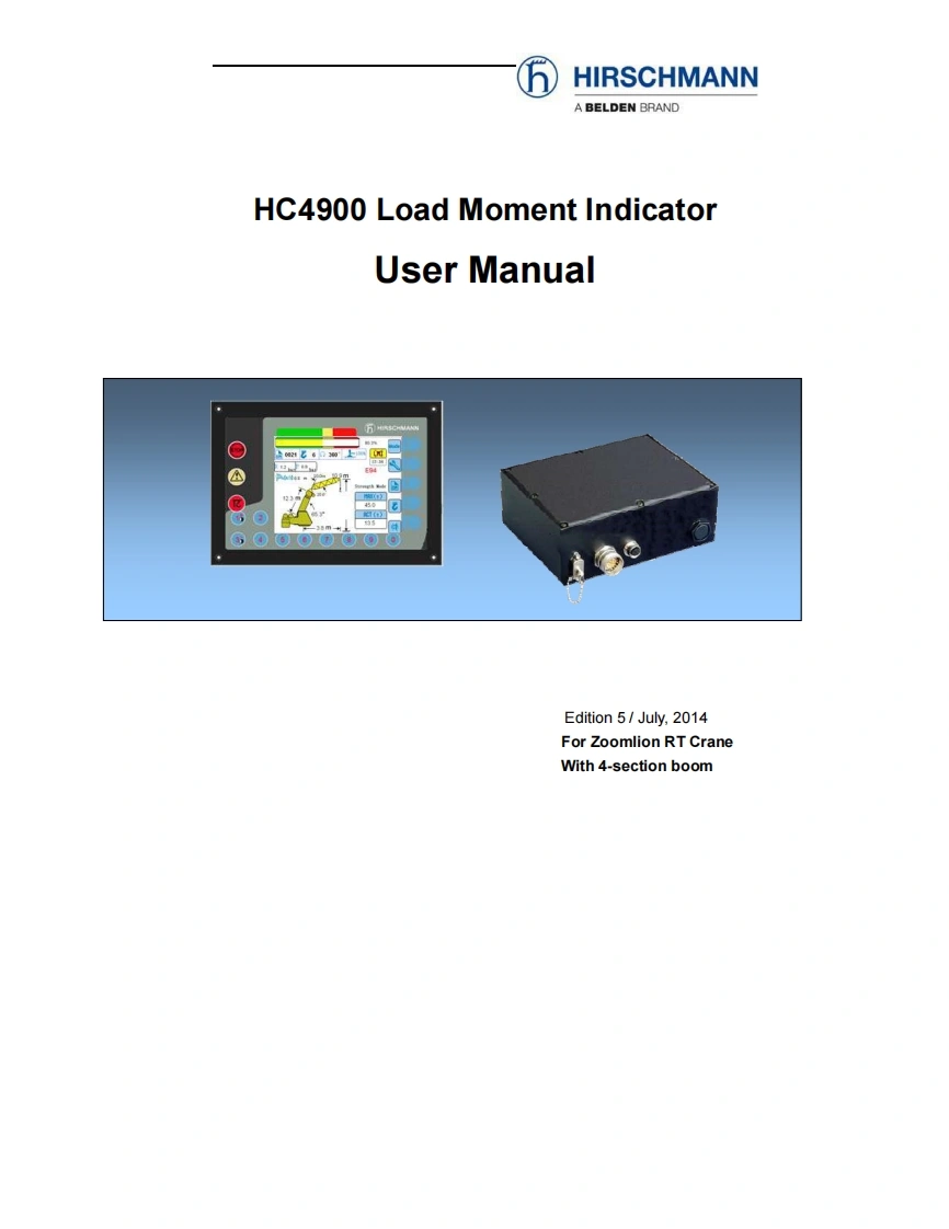 中联重科起重机吊车-Hirschmann-HC4900-Load-Moment-Indicator-操作说明书手册User-Manual_-找手册网