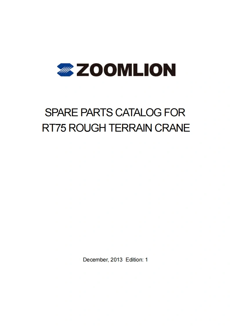 中联重科起重机吊车-Mobile-Crane-RT75_Parts_Manual_零部件备件目录手册图册含电器液压原理图-找手册网