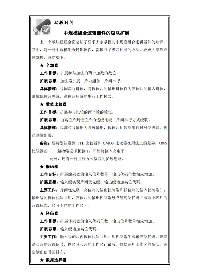 中规模组合逻辑器件的级联扩展总结