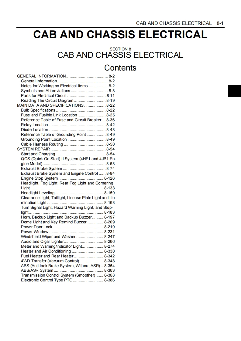 五十铃-ISUZU-N75卡车电器原理图