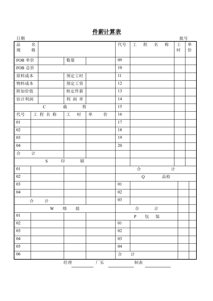件薪计算表