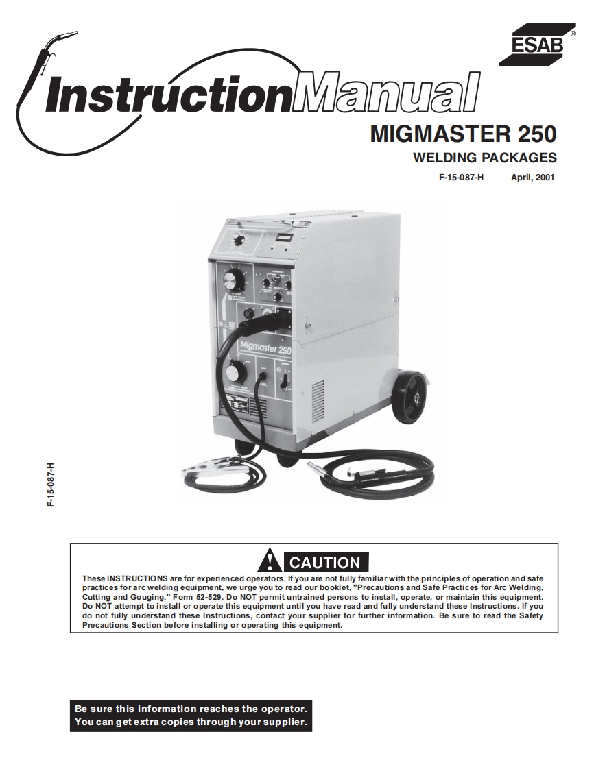 伊萨ESAB-298_migmaster250电焊机维修手册含电器原理图-找手册网