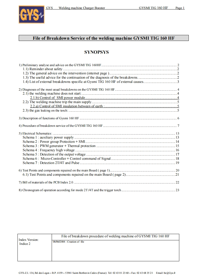伊萨ESAB-65_GYSMI_TIG-160HF电焊机维修手册含电器原理图-找手册网