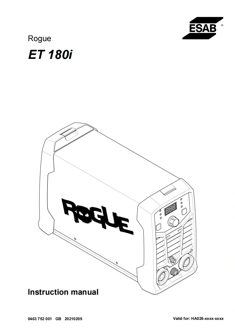伊萨电焊机ESAB-ROGUE-ET-180i-Instruction-Manual使用说明书手册含电器原理图-找手册网