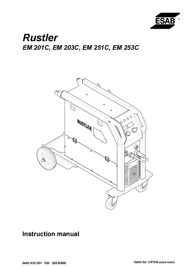 伊萨电焊机ESAB-RUSTLER-MIG-COMPACT-INSTRUCTION-MANUAL使用说明书手册含电器原理图-找手册网
