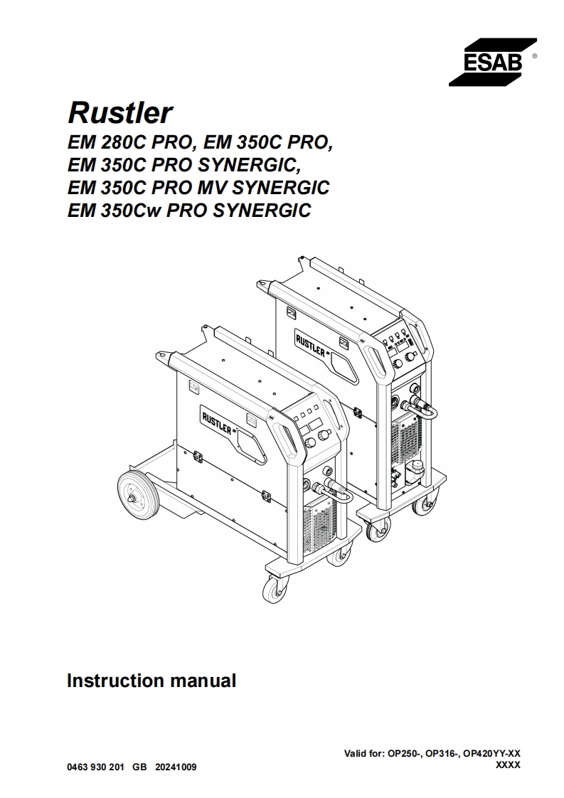 伊萨电焊机ESAB-Rustler-MIG-Pro-Instruction-Manual使用说明书手册含电器原理图