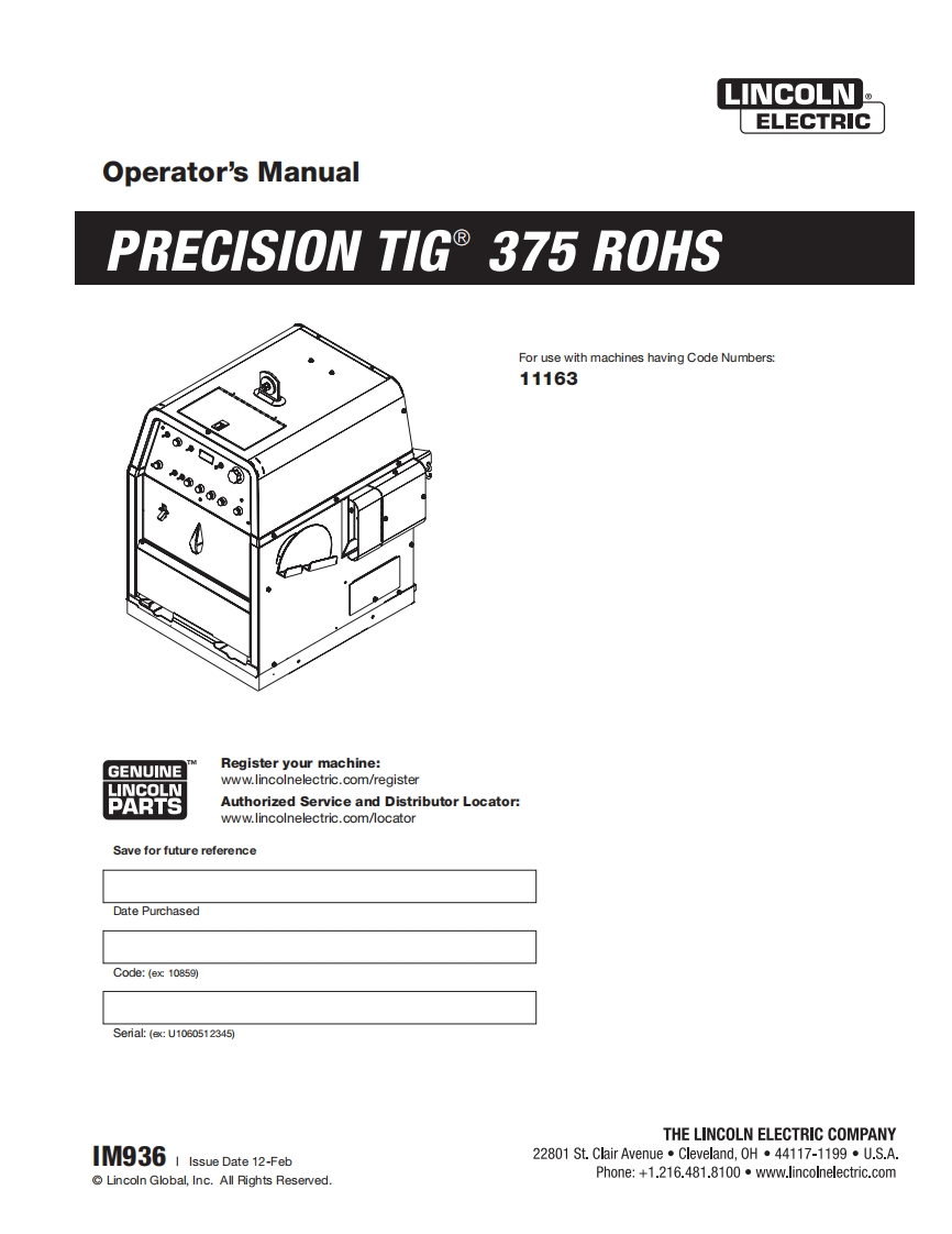 使用说明书手册Invertec-Precision-TIG-375